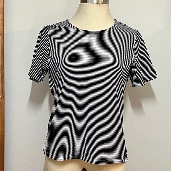 Christopher & Banks Tops - Christopher & Banks Navy Blue and White Striped Tee Short Sleeve Cotton/Spandex